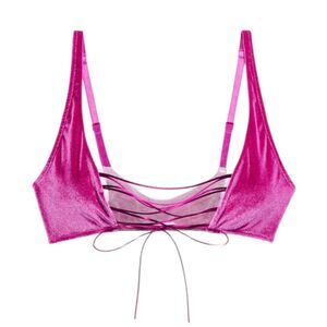 Savage X Fenty Velvet‎ Vixen Lace-Up Bralette Size XL Purple